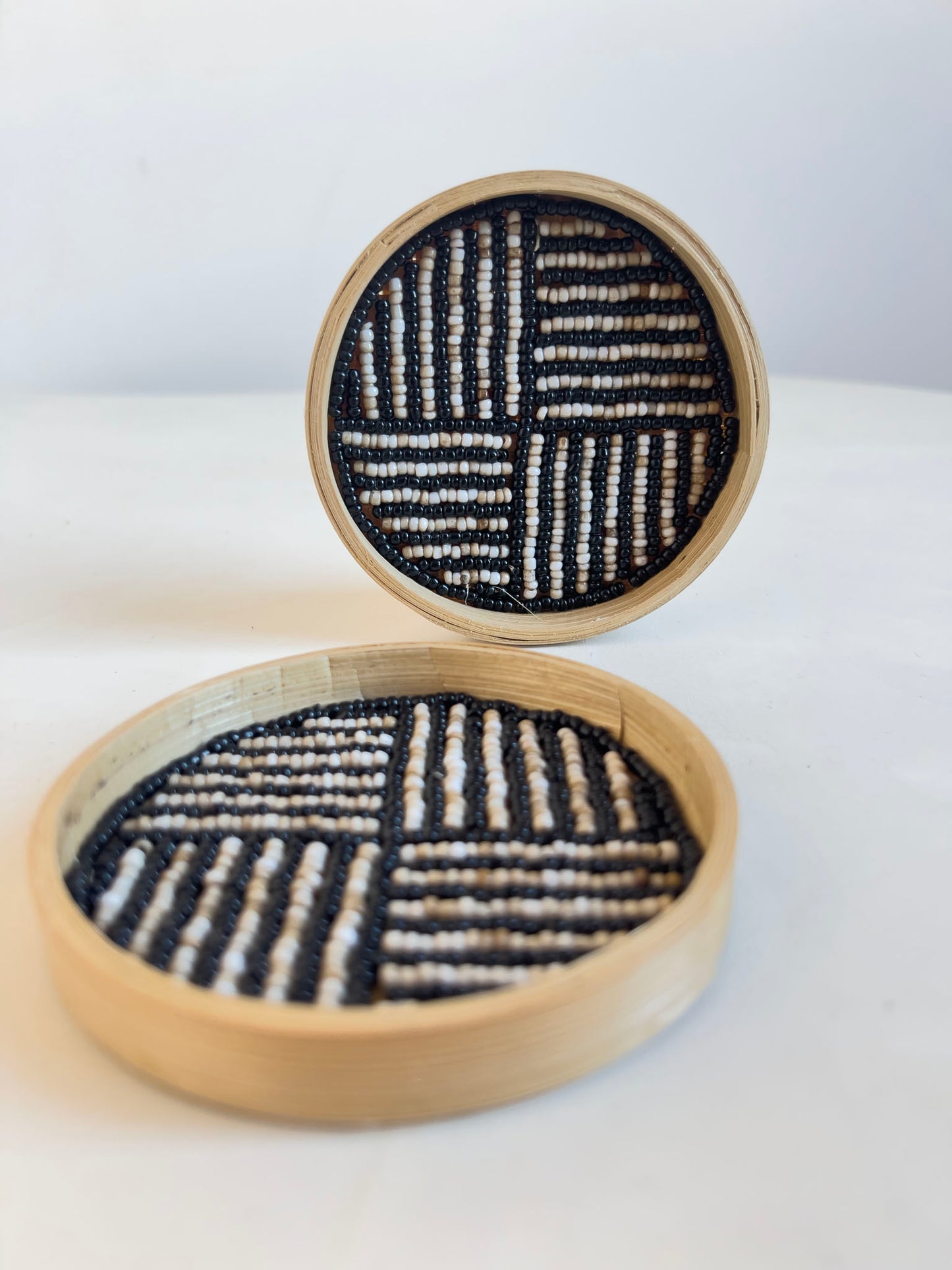 Kralen onderzetters - Bamboe - 2 stuks