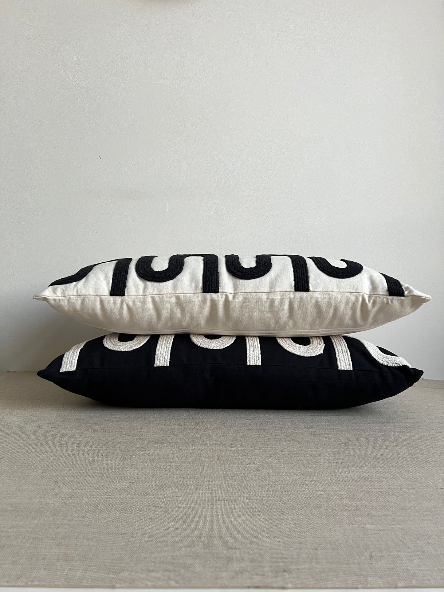 Kussen Oshawa - Beige/zwart - 60x30