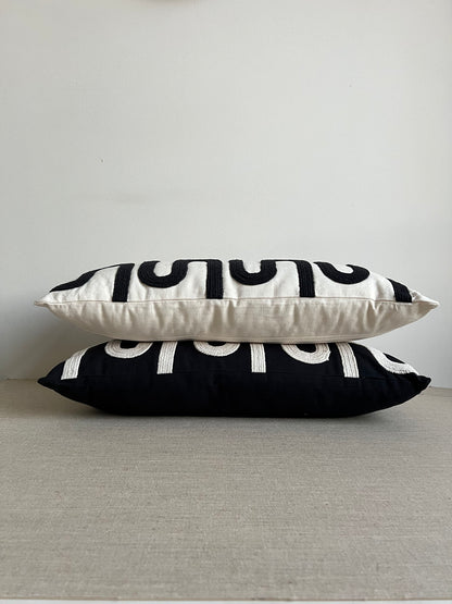 Kussen Oshawa - Beige/zwart - 60x30