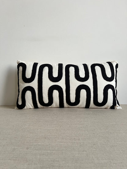 Kussen Oshawa - Beige/zwart - 60x30