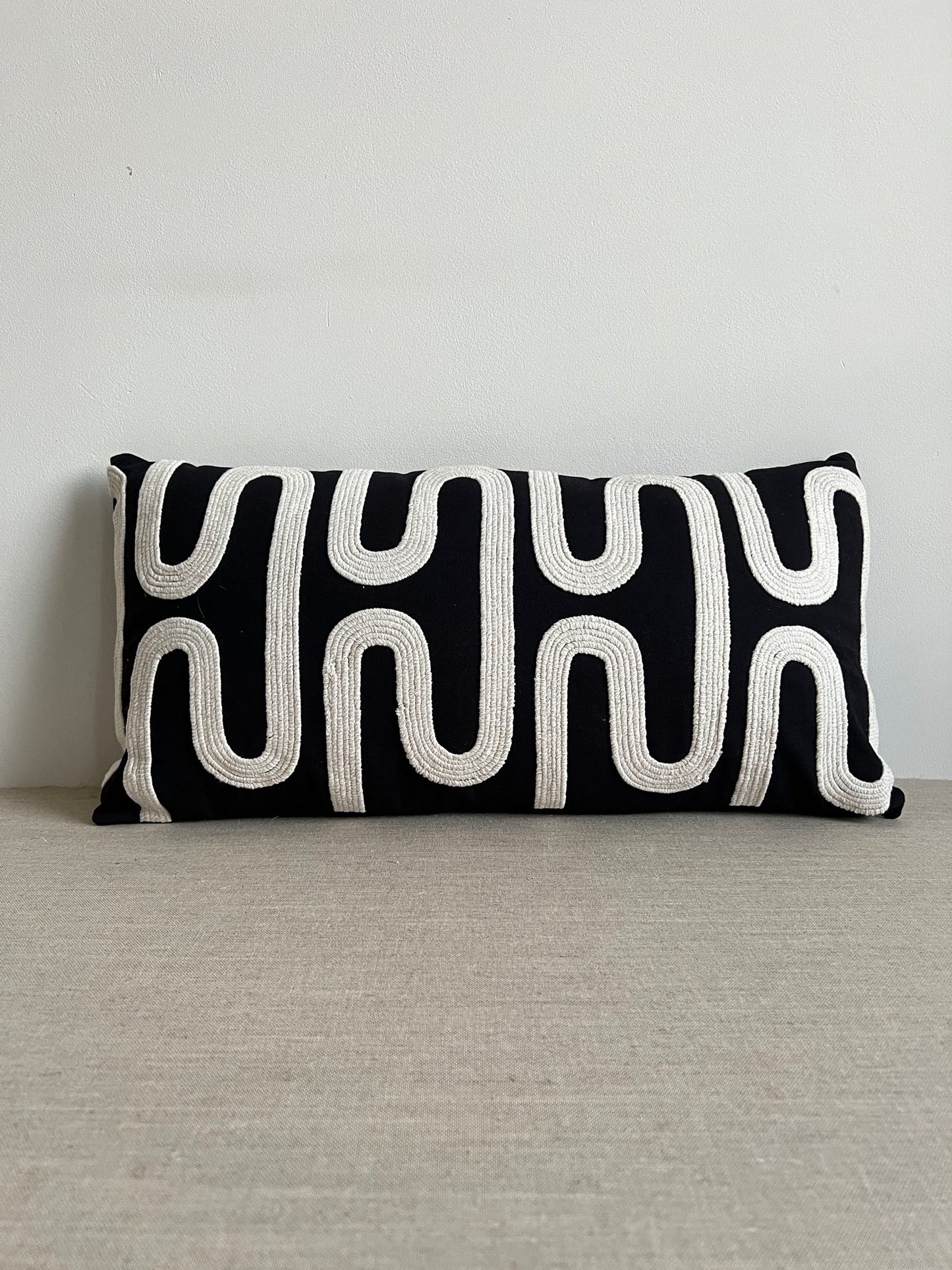 Kussen Oshawa - Zwart/beige - 60x30