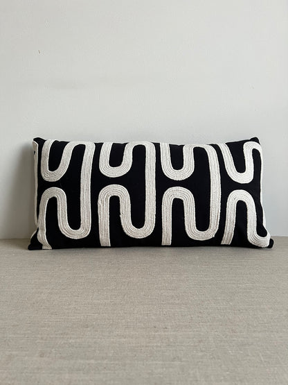 Kussen Oshawa - Zwart/beige - 60x30