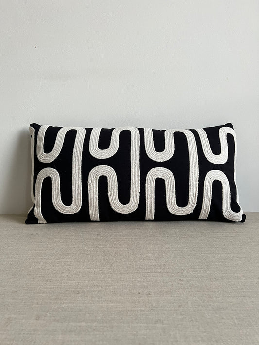 Kussen Oshawa - Zwart/beige - 60x30