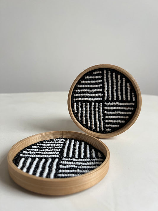 Kralen onderzetters - Bamboe - 2 stuks